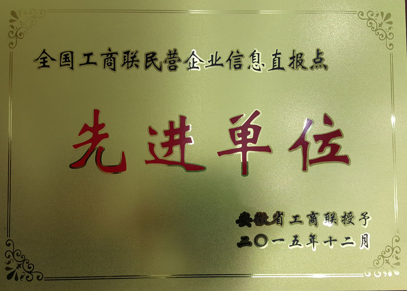 2015年榮獲安徽省工商聯民營企業先進單位